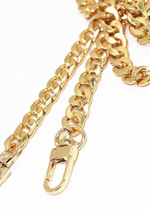 WEICHUAN 47 inch/120cm Gold Iron Flat Chain for Handbag Shoulder Bag Crossbody Bag Purse Chain Strap Replacement, with Metal Buckles- 6 OZ in Weight (Gold)