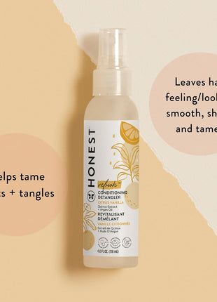 The Honest Company Conditioning Hair Detangler | Leave-in Conditioner + Fortifying Spray | Tear-free, Cruelty-Free, Hypoallergenic | Citrus Vanilla Refresh, 4 fl oz