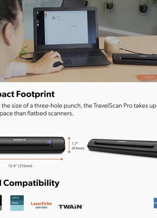 Ambir TravelScan Pro 600 (PS600-AS) Simplex Document Scanner and Card Scanner