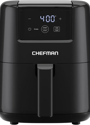 CHEFMAN 2 Qt Mini Air Fryer – Digital Space-Saving Compact Air Fryer with Nonstick and Dishwasher Safe Basket, Quick & Easy Meals in Minutes, Features Digital Timer and Shake Reminder – Black