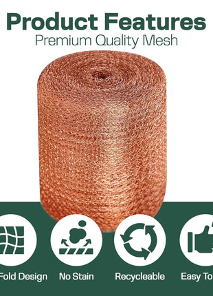 Raytrends Copper Mesh Rodent Control Kit, 5 Inch x 35ft Rustproof Copper Wool Blend, DIY Hole Filler, Complete with Precision Scissors and Packing Tool for Mice & Rodent Defense