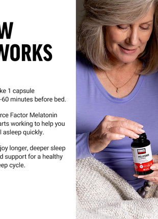 Force Factor Melatonin 5mg, Drug-Free Supplement, Vegan, Non-GMO, 60 Vegetable Capsules (Pack of 2)