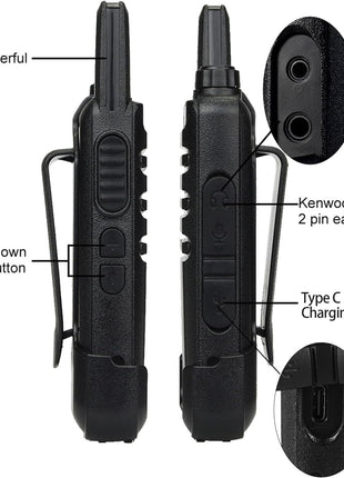 Retevis RT22 Two Way Radio Long Range Rechargeable,Portable 2 Way Radio, USB-C Charging, Handsfree Walkie Talkies for Adults Cruise Hiking Camping(4 Pack)