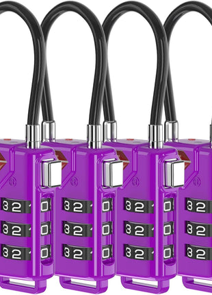 TSA Approved Cable Luggage Locks, Re-settable Combination with Alloy Body, Black 2 Locks.