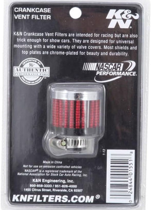 K&N Vent Air Filter/Breather: High Performance, Premium, Washable, Replacement Engine Filter: Flange Diameter: 0.3125 in, Filter Height: 1.125 in, Flange Length: 0.4375 in, Shape: Breather, 62-2470