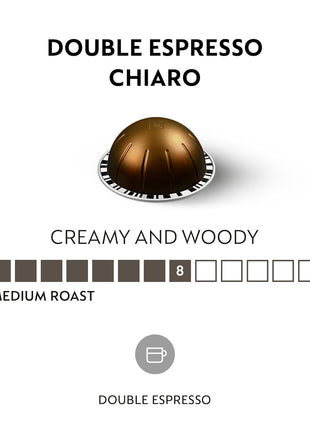 Nespresso Vertuo, Double Espresso Chiaro, 30-Count Espresso Coffee Pods | Capsules Medium Roast Pack of 1 Brews 2.7oz