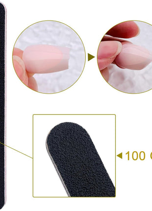 HeeYaa Nail File 10 PCS Professional Double Sided 100/180 Grit Nail Files Emery Board Black Manicure Pedicure Tool and Nail Buffering Files