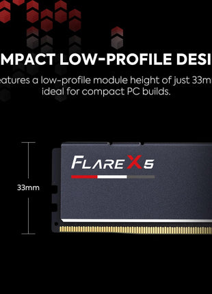 G.SKILL Flare X5 Series DDR5 RAM (AMD EXPO) 64GB (2x32GB) 6000MT/s CL30-40-40-96 1.40V Desktop Computer Memory U-DIMM - Matte Black (F5-6000J3040G32GX2-FX5)