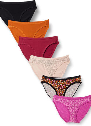 Amazon Essentials Women's Breathable Cotton Bikini Brief Underwear with Full Coverage, Multipacks