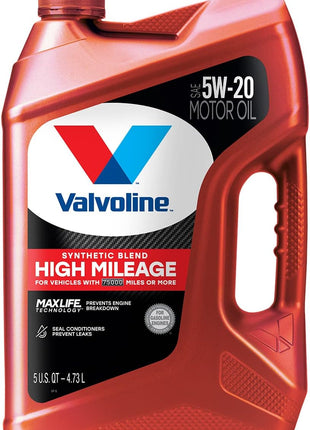 Valvoline High Mileage with MaxLife Technology SAE 5W-20 Synthetic Blend Motor Oil 5 QT
