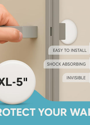 STRONGEST HOME 5-Inch White Rubber Door Stopper Wall Protector, Jumbo Wall Shield Guard Cushion for Large Door Knobs & Commercial Handles, Heavy Duty Drywall Hole Cover Saver, 3-Pack