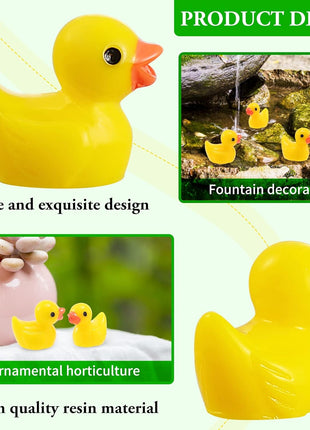 EKisemio100 Pcs Mini Resin Ducks Bulk,Tiny Yellow Duck for Hiding & Decor | 0.6in Little Ducks, Bright Yellow Resin Design, for Fairy Garden,Dollhouse,Potted Plant,DIY Kit and Miniature Decorations