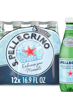 S.Pellegrino Sparkling Natural Mineral Water, Plastic Bottles, 16.9 Fl Oz (Pack of 12)