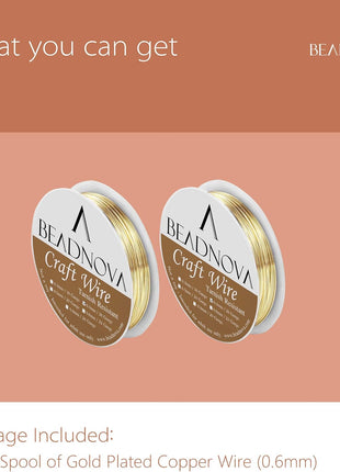 BEADNOVA Bare Copper Wire Tarnish Resistant Jewelry Making Wire (Gold Plated, 22 Gauge)