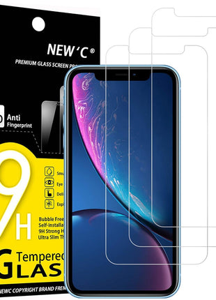 NEW'C 3 Pack Designed for iPhone 11 and iPhone XR Screen Protector (6.1 inch), Enhanced Tempered Glass Protection, Case Friendly Anti Scratch Bubble Free Ultra Resistant