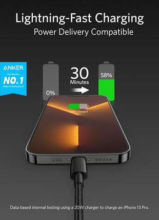 Anker New Nylon USB C to Lightning Cable, Apple MFi Certified for iPhone 14 Series, and More (6FT, Black)