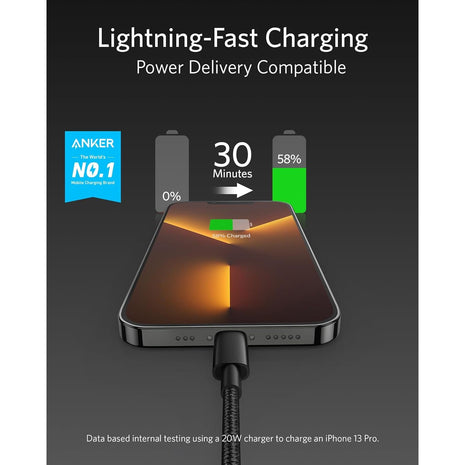 Anker New Nylon USB C to Lightning Cable, Apple MFi Certified for iPhone 14 Series, and More (6FT, Black)