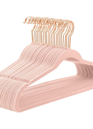 MIZGI Premium Velvet Hangers (50 Pack) Heavy Duty - Non Slip Felt Hangers - Blush Pink - Rose Gold 360 Degree Swivel Hooks,Space Saving Clothes Hanger,Durable Strong Hanger for Suits,Coats,Dress