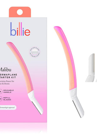 Billie Face Razor for Women Dermaplaning, Malibu - 1 Handle, 3 Refills