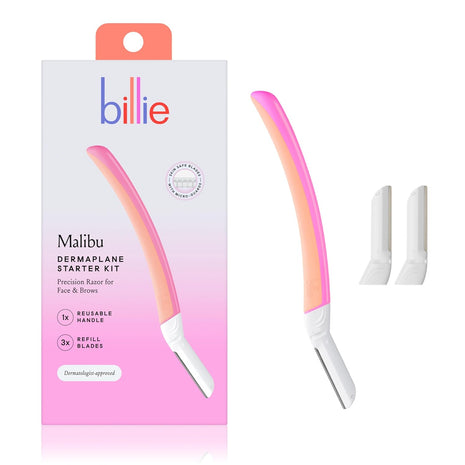 Billie Face Razor for Women Dermaplaning, Malibu - 1 Handle, 3 Refills