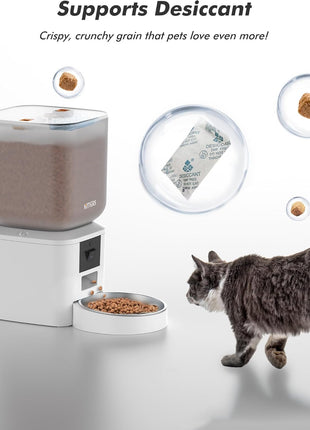 Automatic Dog & Cat Feeder with Camera & WiFi – 8L/34 Cups, 1080P Night Vision, 2.4 & 5G WiFi, 2-Way Talk, 10s Voice Recording, Timed Food Dispenser, Up to 99 Portions, 15 Meals Per Day