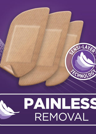 Band-Aid Brand Adhesive Bandages for Sensitive Skin, Hypoallergenic First Aid Bandages with Painless Removal, Stays on When Wet & Suitable for Eczema Prone Skin, Sterile, Assorted, 20 ct