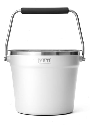 YETI Rambler Beverage Bucket, Double Wall Vacuum Insulated Ice Bucket with Lid, White