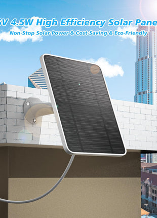 Solar Panel Charger Compatible with Arlo Pro 5S/Pro 4/Pro 3/Pro 3 Floodlight/Ultra/Ultra 2 Camera, 6V 4.5W Solar Panels Charging IP65 Weatherproof w/ 9.8ft Charging Cable Adjustable Wall Mount, 2 Pack