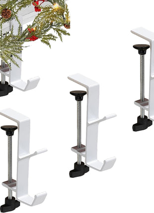 Fireplace Stocking and Garland Hanger, 2 in 1 Mantel Hanger for Garland, Fireplace Stocking Holders for Mantle Garland Hooks for Xmas Holiday Home Party Decoration,Fits 0.31"-3.5"Mantles (White, 3)