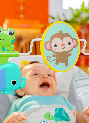 Bright Starts Playful Paradise Comfy Baby Bouncer Seat with Soothing Vibration and Toys, Unisex, 0-6 Months