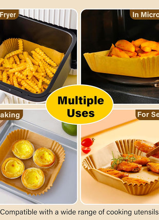 Air Fryer Liners Disposable, 8", Parchment Paper for 5-8QT | 125 Pcs Unbleached Airfryer Basket Liners,Oil-Proof for Baking, Roasting, Microwave, Oven Air Fryer Accessories