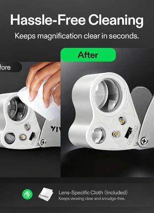 VIVOSUN 30X 60X Illuminated Jewelers Loupe Foldable Magnifier with LED Light for Jewelry Gems Watches Coins Stamps Antiques White
