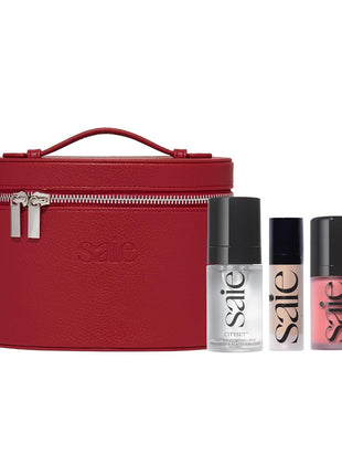 Saie Mini Red Vanity Case Bundle, Everyday Glow Makeup Kit (4 ct)