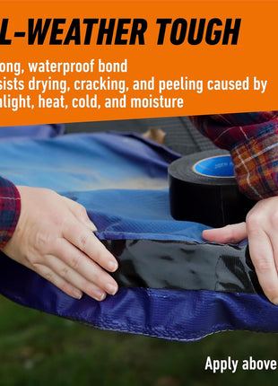 Gorilla All Weather Duct Tape, Black, 1.88 inch x 25 yd (Pack of 1) - UV and Temperature Resistant Waterproof Tape for Outdoor Repairs