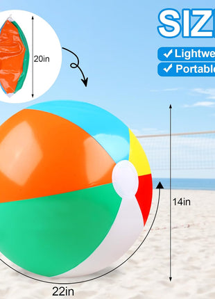 REGUICORP 2 Pack Beach Balls, 20 Inch Beach Balls, Rainbow Color Pool Toys Pool Balls for Swimming Pool, Beach Toys Inflatable Ball for Summer Parties and Water Games
