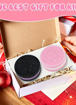 Gytera Sticky Cookie Squishies Fidget Toys Adults, Squeeze Toys Sensory Toys with Autism, Stress Balls for Adults Fidgets Birthday Gifts Party Favors (2 Pack Pink Black)