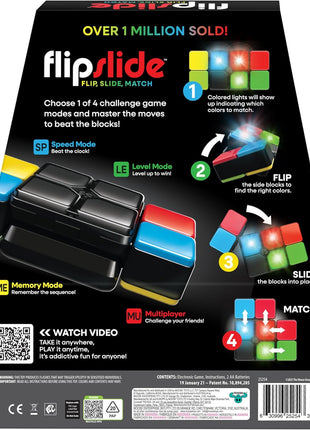 Moose Games Flipslide, Handheld Puzzle Game, Travel Toy Ages 8-13 | 4 modes (Speed, Multiplayer, Level, Memory) fast-paced puzzle fun; travel game and great gift for boys and girls ages 8-13