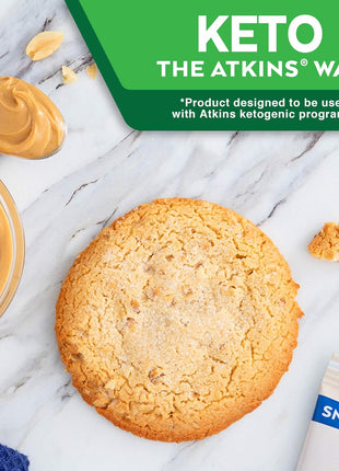 Atkins Peanut Butter High Protein Cookie, Keto Snacks, 3g Net Carb | Low Sugar and Low Carb Treats, Satisfies Cravings with High Protein, 4 Count, Individually Wrapped for On-the-Go, 1g Sugar