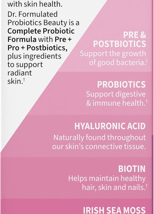 Garden of Life Dr. Formulated Beauty Probiotics with Biotin, 50B CFU, 60ct | Hyaluronic Acid and Pre, Pro & Postbiotics - Skin Health, Hair & Nails, Non-GMO, Gluten-Free, Vegetarian