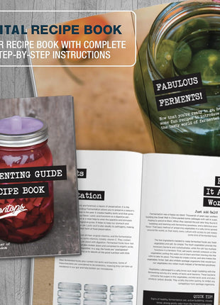 Masontops Fermentation Jar Starter Set, Easy Vegetable Fermentation Kit, Includes Mason Jar, Pickle Kit with Fermentation Lids & Fermentation Weight
