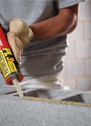 Loctite PL Premium Polyurethane Construction Adhesive, 10 fl oz Cartridge, 1 Pack - Versatile Construction Glue for Wood, Concrete, Stone, Metal & More