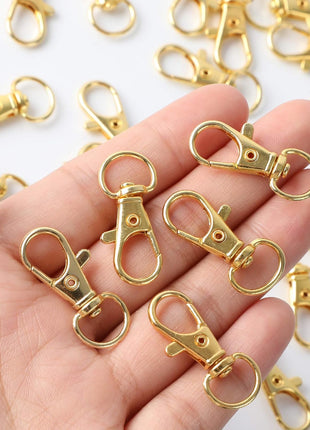 100PCS Gold Swivel Clasps Lanyard Snap Hooks with Key Rings, Key Chain Clip Hooks Lobster Claw Clasps for Keychains Jewelry DIY Crafts