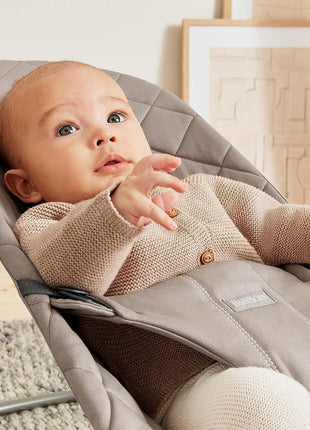 BabyBjörn Bouncer Bliss, Sand Gray, Woven, Classic Quilt | 2-in-1 Adjustable Baby Bouncer Seat and Toddler Chair, Newborn to Toddler (8-29 lbs), 4 Positions, Lightweight & Portable