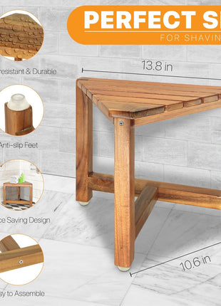 ENKEZI Shower Foot Rest 12 in - Shower Stool for Shaving Legs, Small Corner Bathroom Bench Suitable for Small Shower Spaces - Bath Seat, Spa Foot Rest Shaving Stool Corner