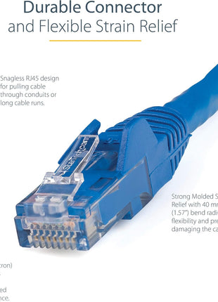 StarTech 7ft CAT6 Ethernet Cable - Blue CAT 6 Gigabit Ethernet Wire -250Mhz 100W PoE RJ45 UTP Network Patch Cord Snagless with Strain Relief (N6PATCH7BL)
