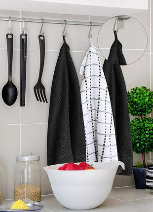 Utopia Towels Kitchen Towels 12 Pack 15x25 Inch Ring Spun Cotton Black | Super Soft, Absorbent, Tea and Bar Towel Set, Linen Dish Towels, Multipurpose Kitchen Use