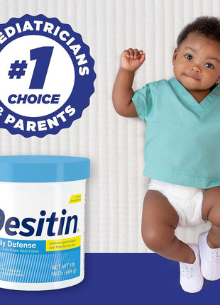 Desitin Daily Defense Baby Diaper Rash Cream with 13% Zinc Oxide, Barrier Cream to Treat, Relieve & Prevent Diaper Rash, Hypoallergenic, Dye-, Phthalate- & Paraben-Free, 16 oz