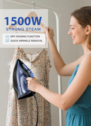 Sundu Steam Iron for Clothes with Rapid Heating Ceramic Coated Soleplate
