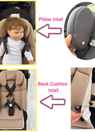 Stroller Infant Liner Seat Cushion Compatible with Uppababy Vista, Vista V2, Vista V3, Cruz V2, Rumbleseat V2, Skin Friendly Fabric (Khaki)