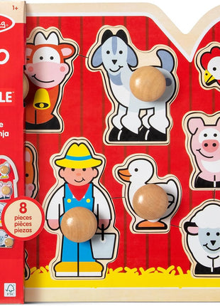 Melissa & Doug Farm Animals Jumbo Knob Wooden Peg Puzzle